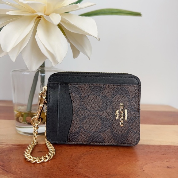 NWT Coach Zip Card Case In Signature Canvas - Picture 1 of 6